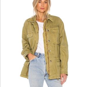Free People Seize The Day Army Military Jacket  Green Small